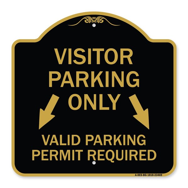 Parking Area Visitors Parking Only Valid Parking Permit Required with Both Side Down, BG-1818-23469
